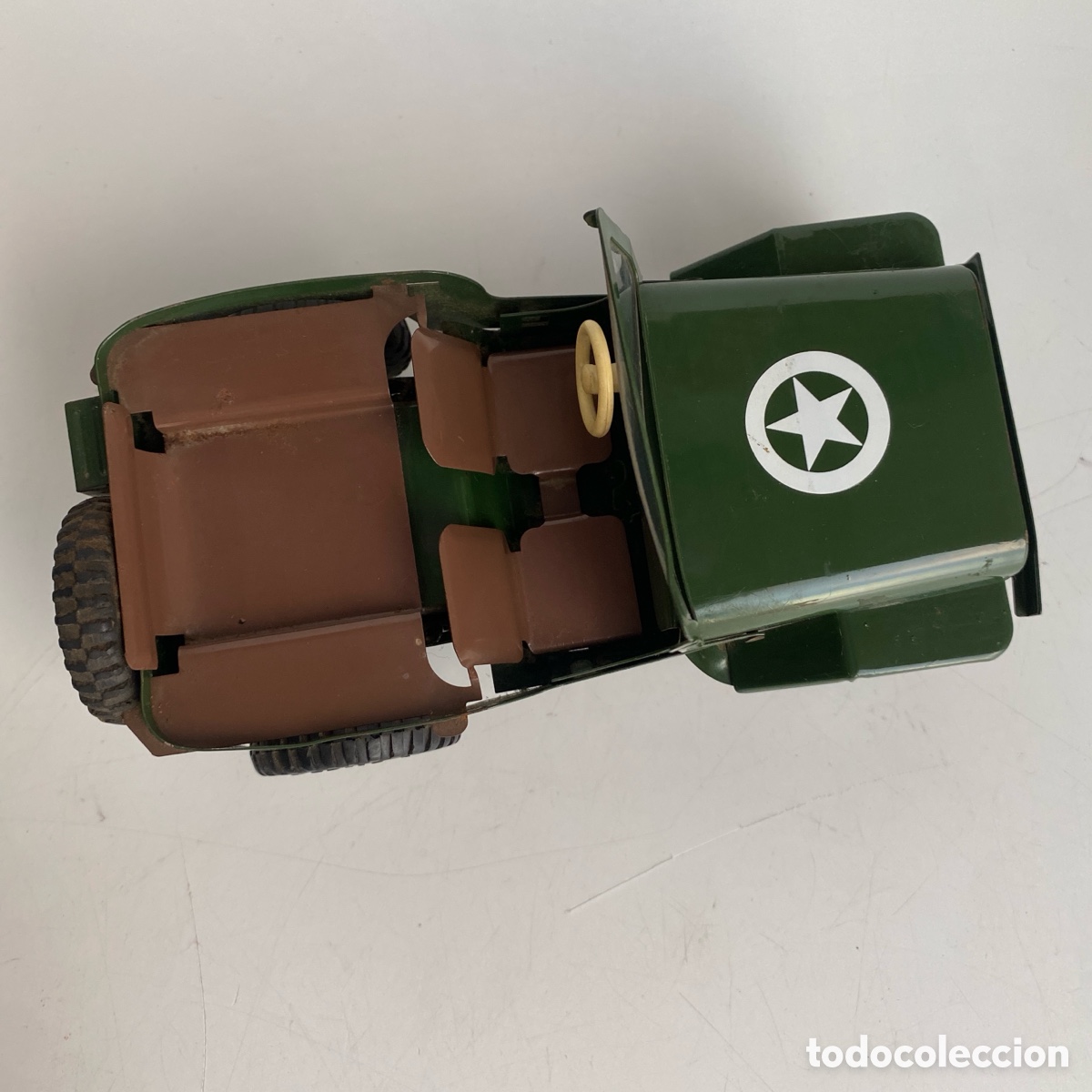 Juguetes antiguos de hojalata: Coche Jeep militar ites - Foto 7