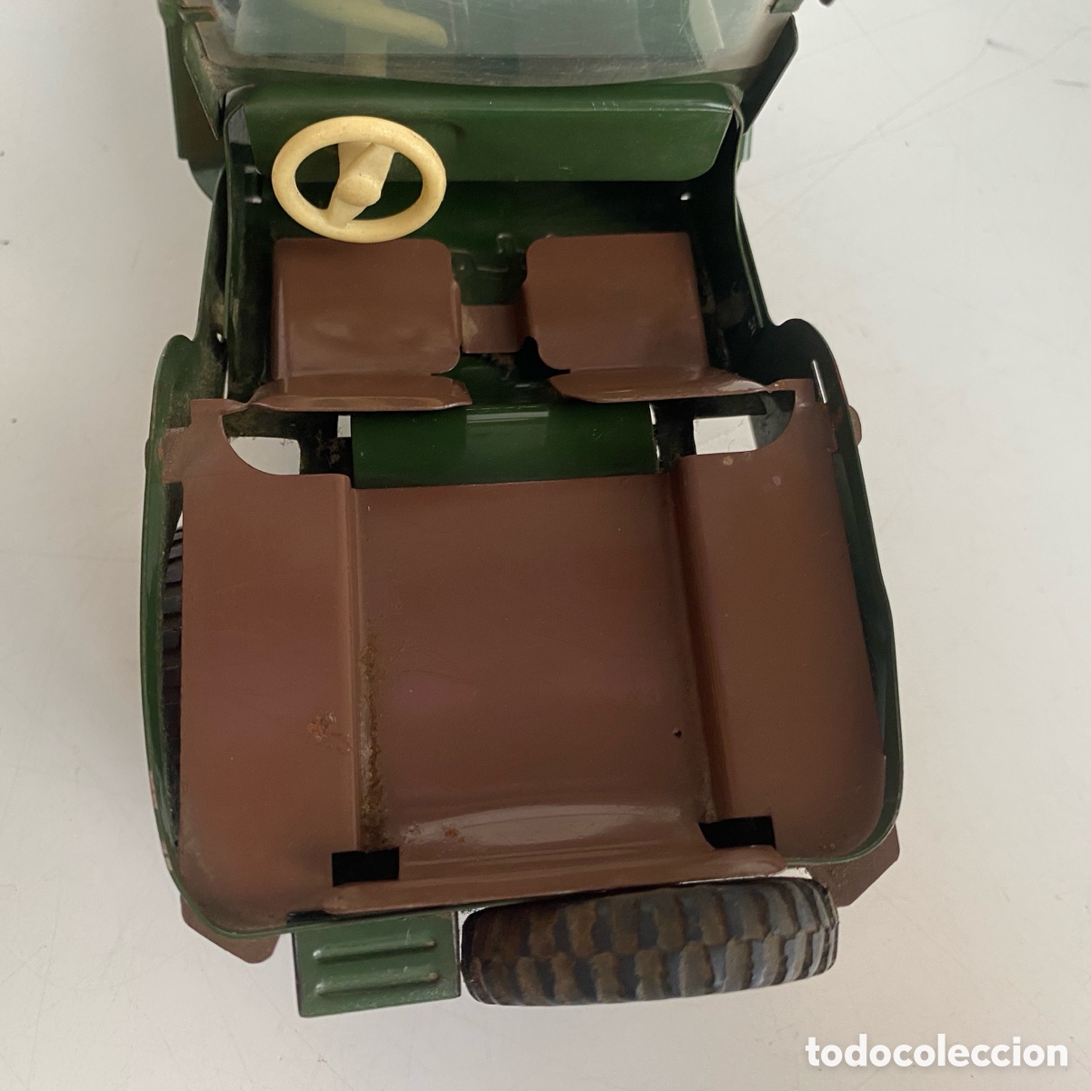 Juguetes antiguos de hojalata: Coche Jeep militar ites - Foto 8