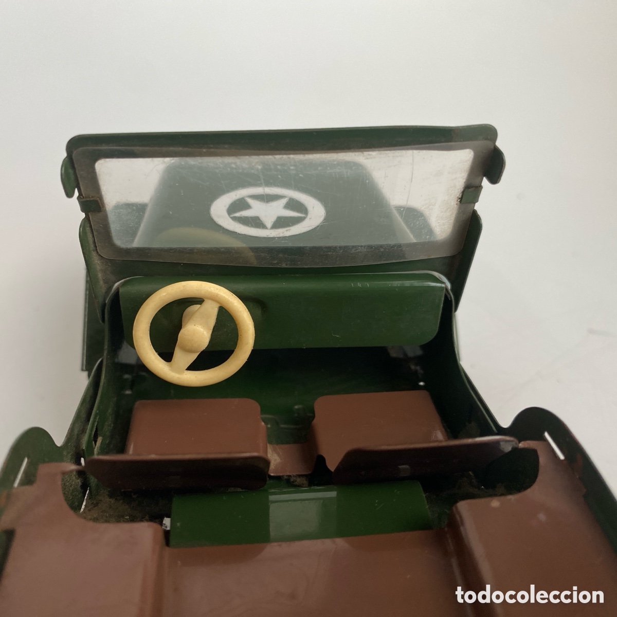 Juguetes antiguos de hojalata: Coche Jeep militar ites - Foto 9