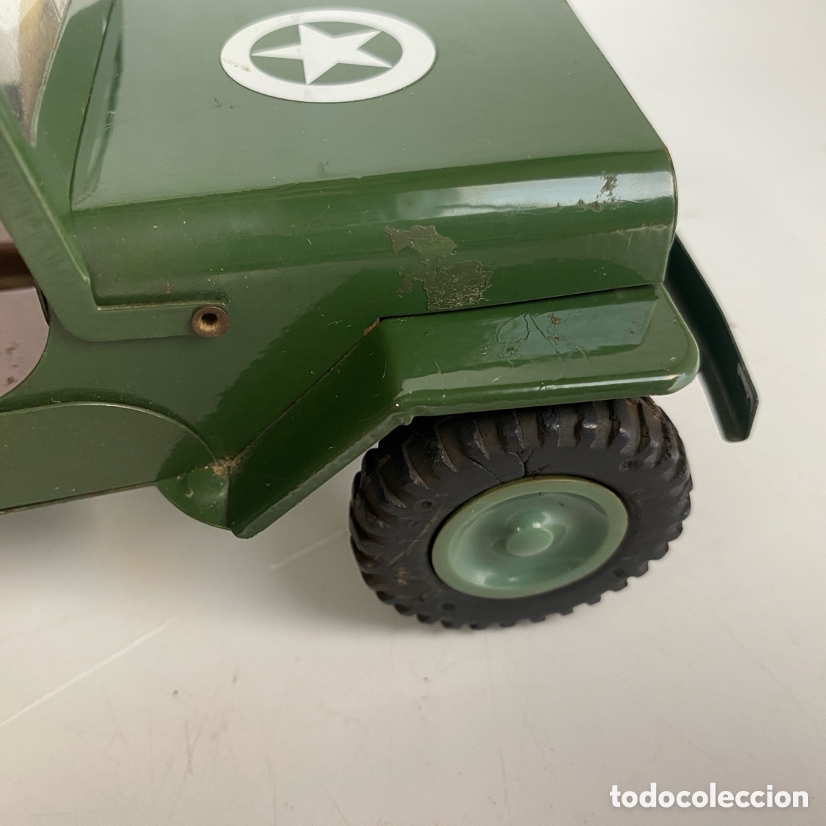 Juguetes antiguos de hojalata: Coche Jeep militar ites - Foto 12