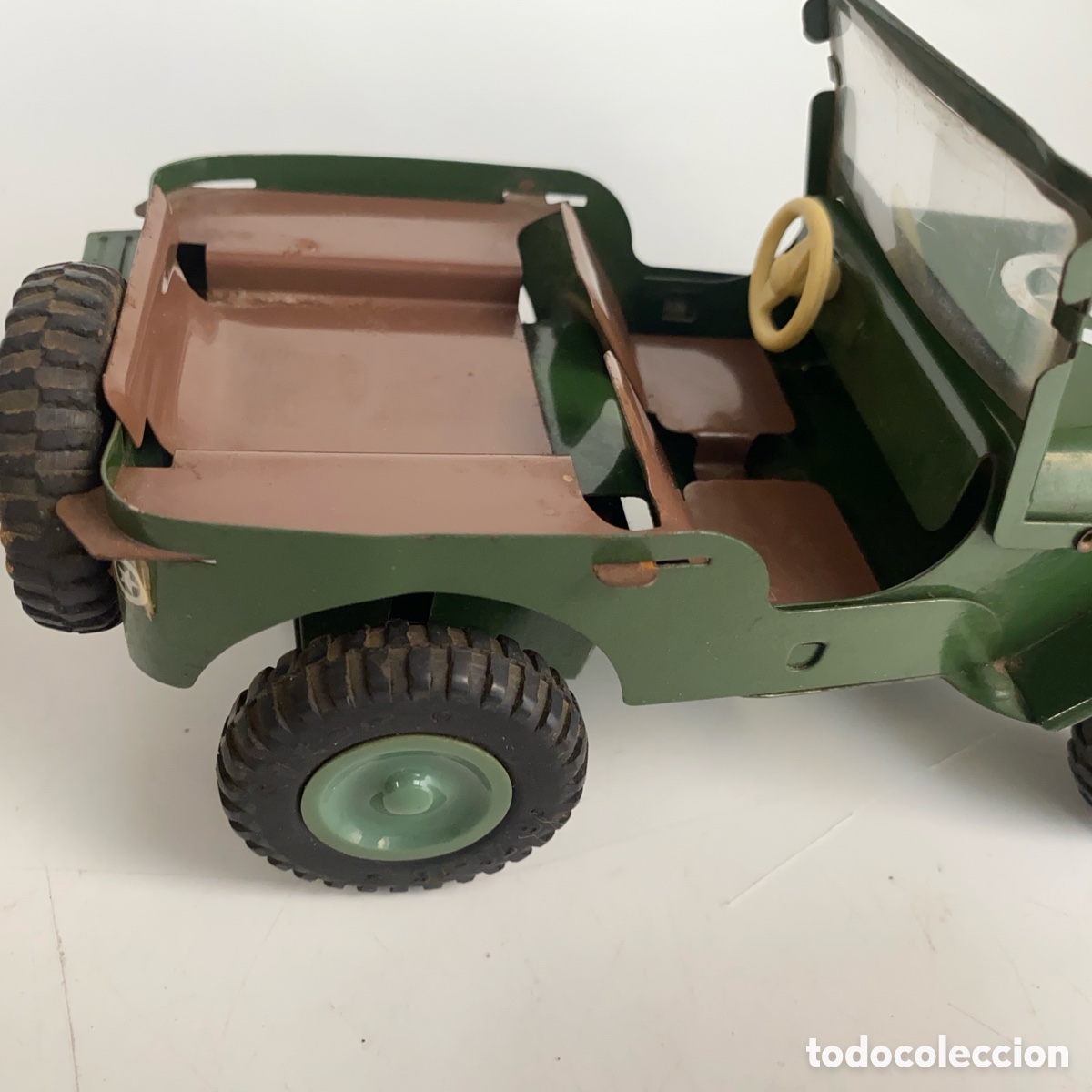 Juguetes antiguos de hojalata: Coche Jeep militar ites - Foto 13