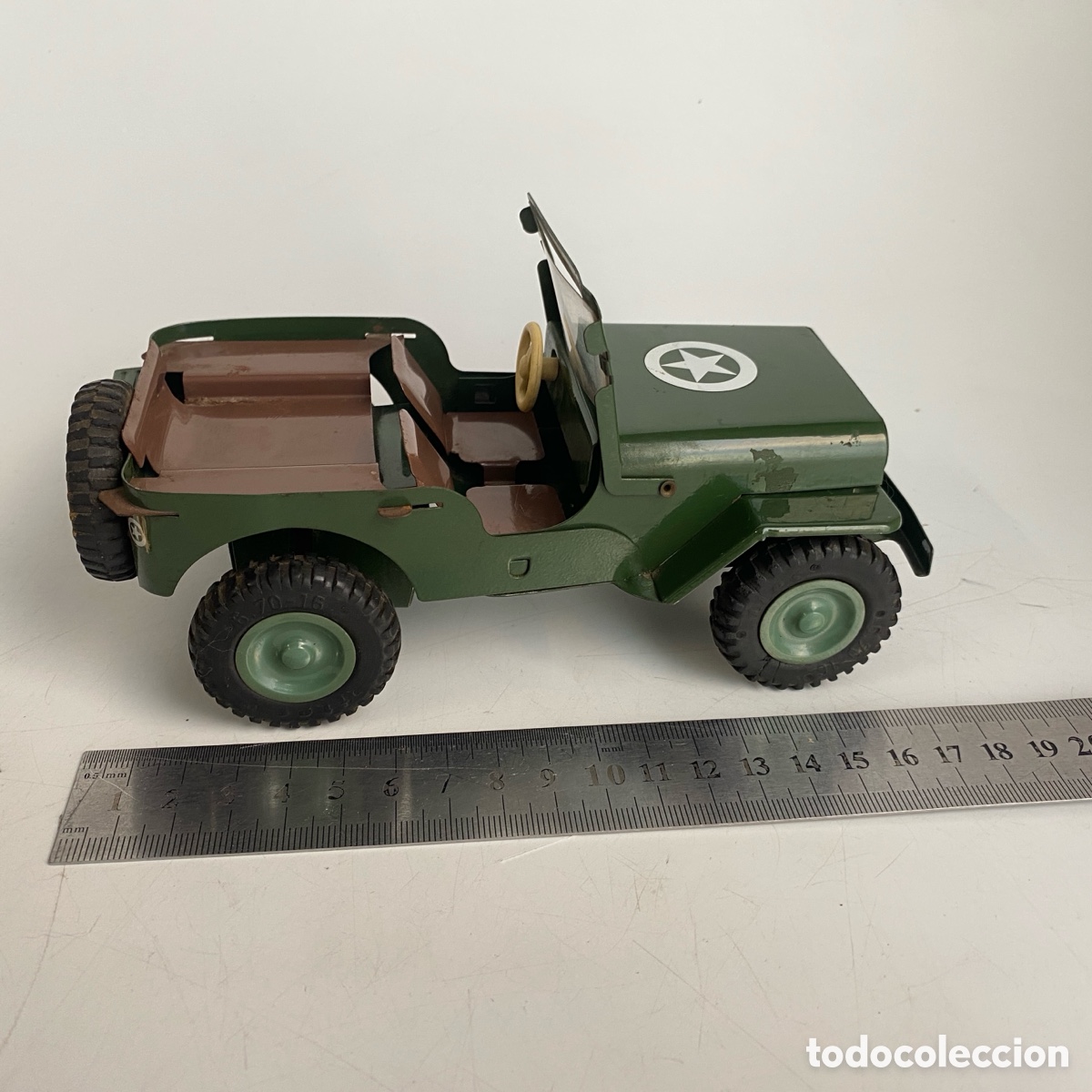 Juguetes antiguos de hojalata: Coche Jeep militar ites - Foto 16