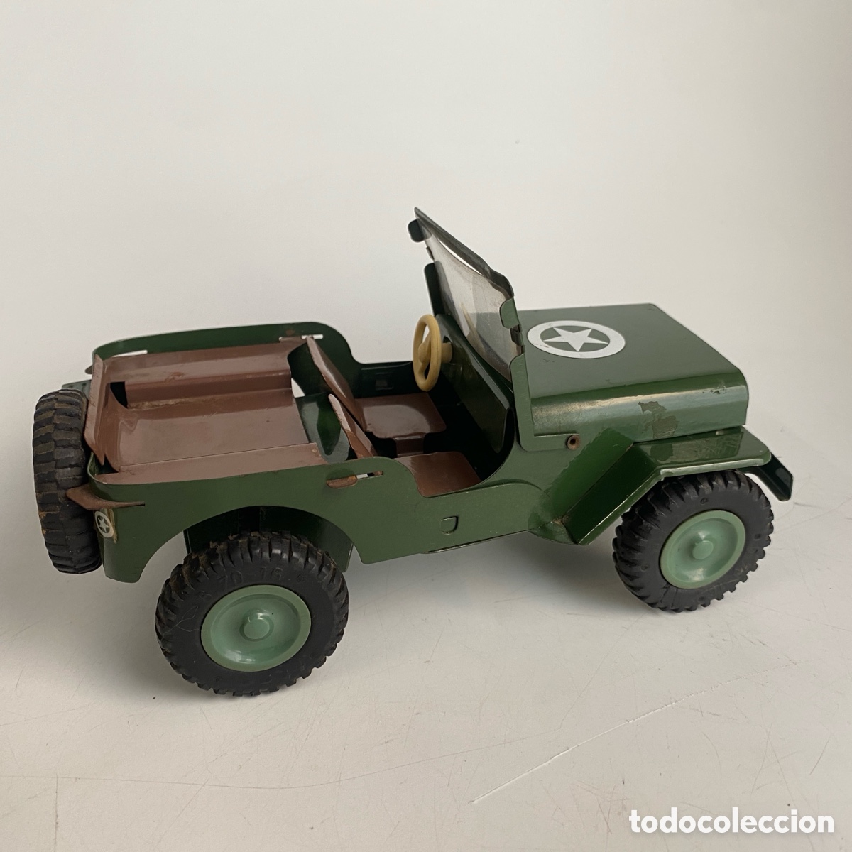Juguetes antiguos de hojalata: Coche Jeep militar ites - Foto 1