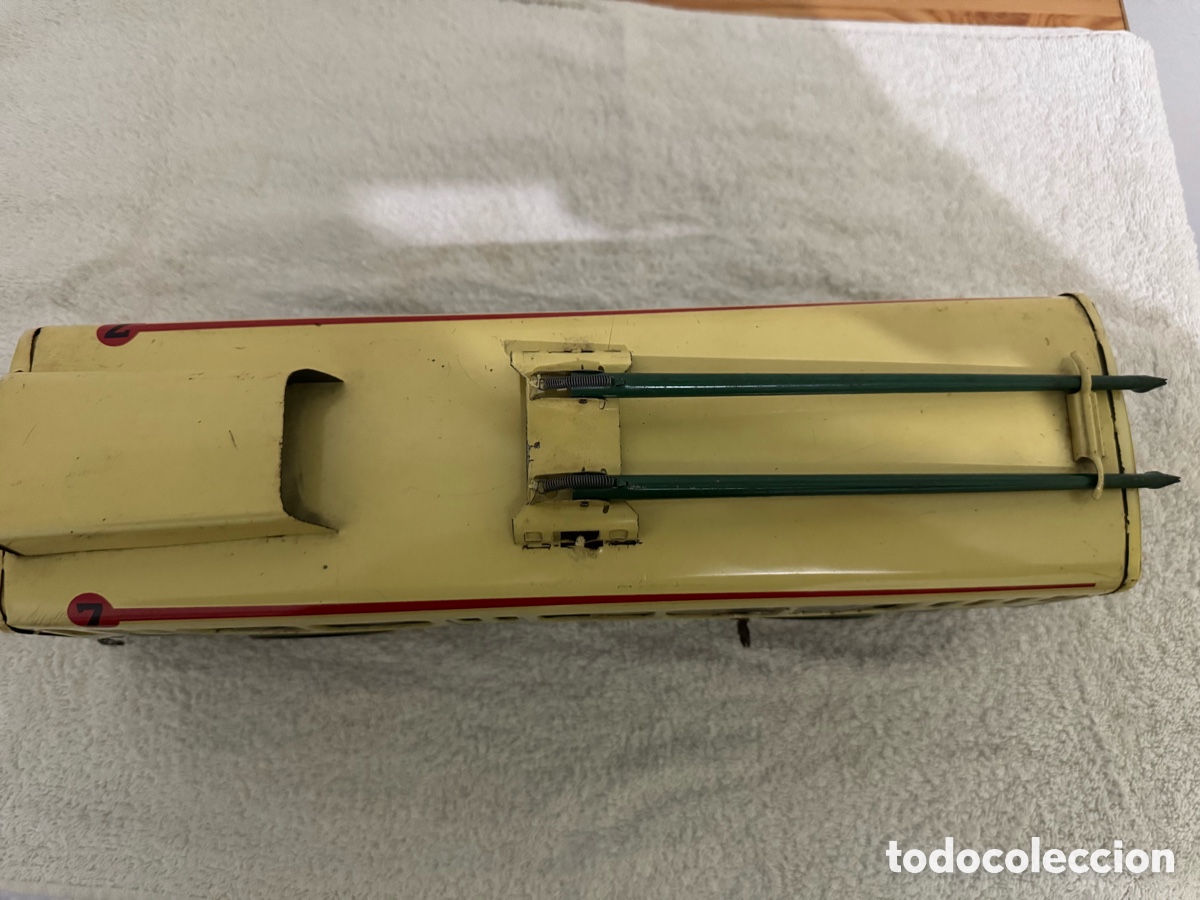 Juguetes antiguos de hojalata: ANTIGUO TROLEB&Uacute;S JOUSTRA - Foto 5