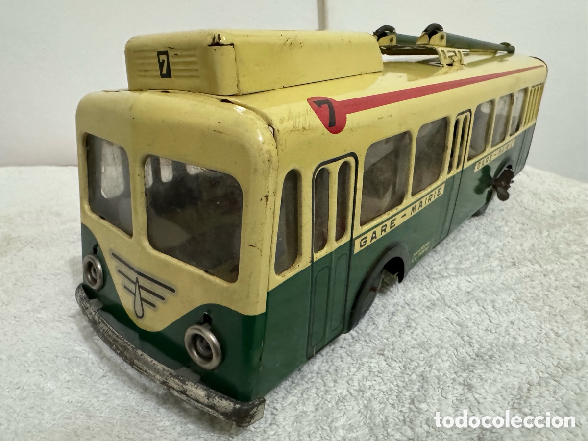 Juguetes antiguos de hojalata: ANTIGUO TROLEB&Uacute;S JOUSTRA - Foto 6