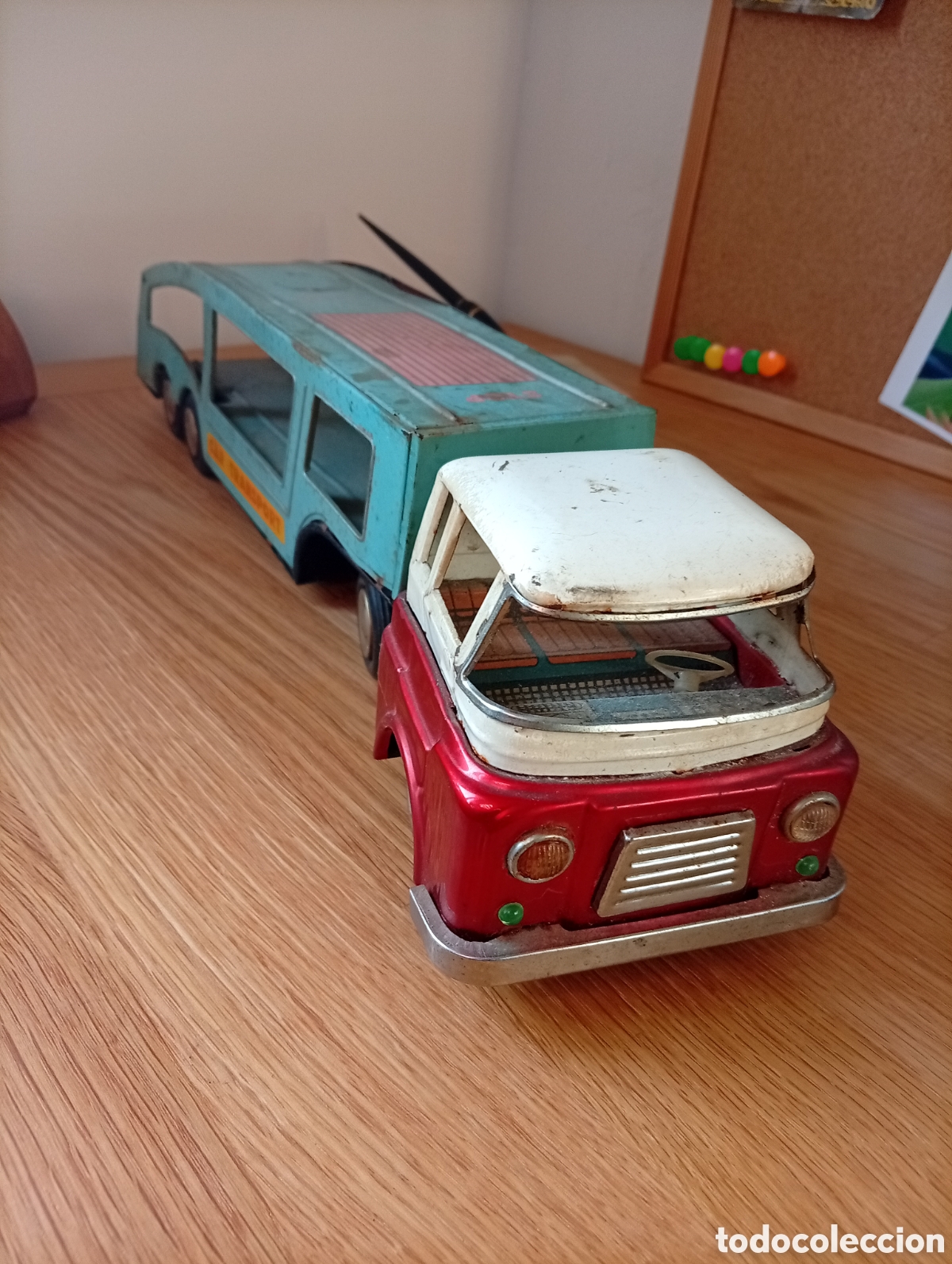 Jouets anciens en fer-blanc: Cami&oacute;n Juguete Portacoches Hojalata A&ntilde;os 60/70