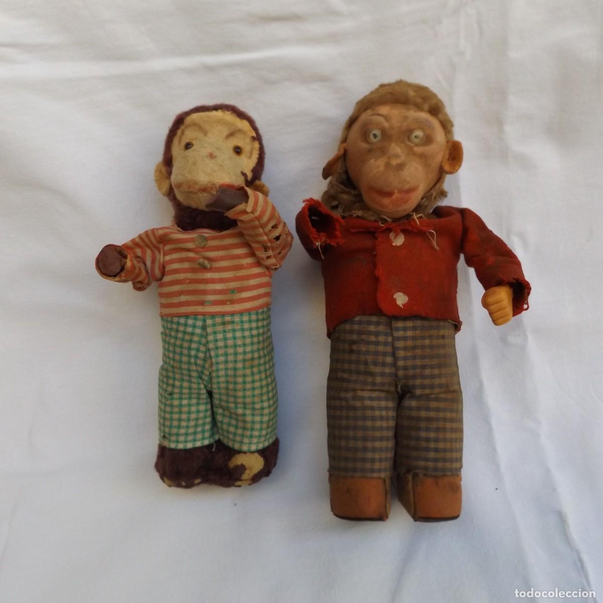 Juguetes antiguos de hojalata: dos monos de juguete - Foto 1