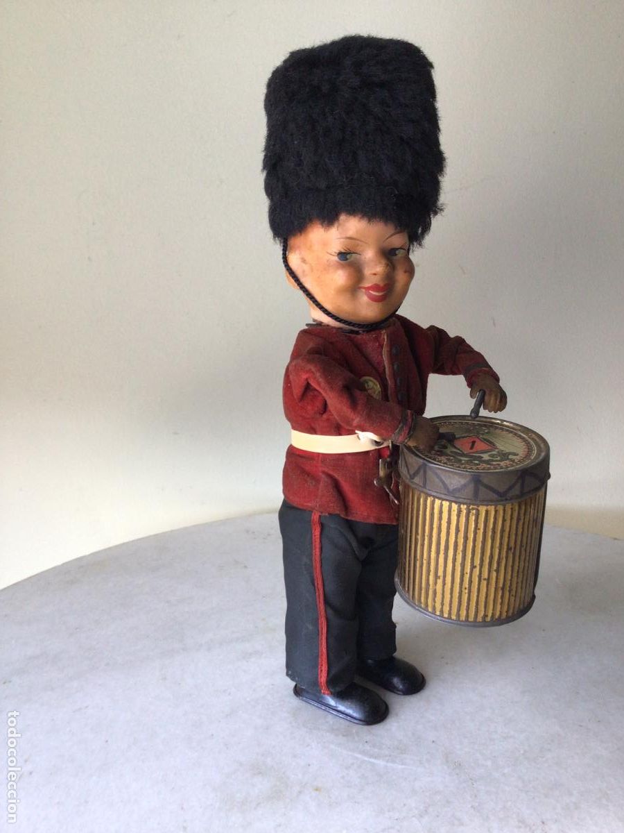 Juguetes antiguos de hojalata: ANTIGUO SOLDADO TAMBORILERO , AUTOMATA -JUGUETE A CUERDA FUNCIONANDO ,ORIGINAL A&Ntilde;OS 50