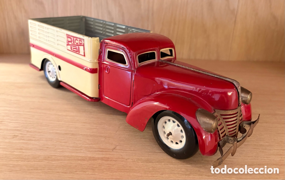 Juguetes antiguos de hojalata: Cami&oacute;n reparto Rico Ibi hojalata a cuerda funciona a&ntilde;os 40