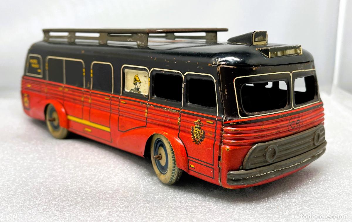 Juguetes antiguos de hojalata: Juguete Antiguo C.ROSSIGNOL AUTOBUS BOMBEROS, MUY RARO - FLA