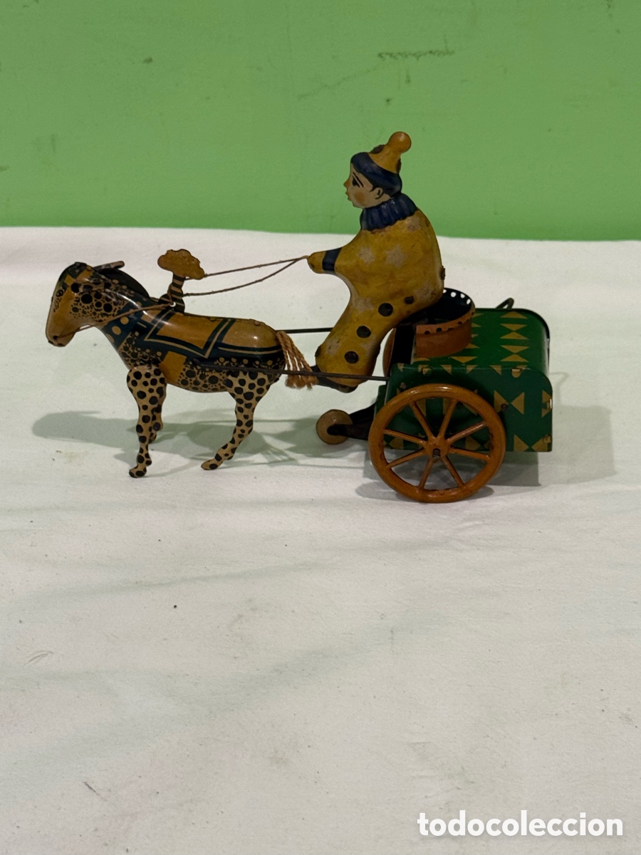 Juguetes antiguos de hojalata: Juguete antiguo Lehmann payaso con carruaje hojalata original Alemania funcionando