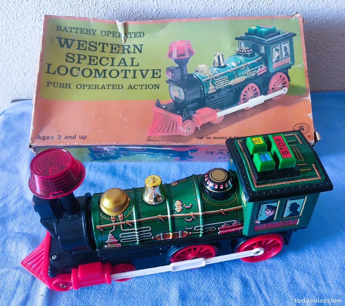 Juguetes antiguos de hojalata: ANTIGUA LOCOMOTORA DE HOJALATA WESTERN SPECIAL LOCOMOTIVE MASUDAYA MODERN TOYS MADE IN JAPAN