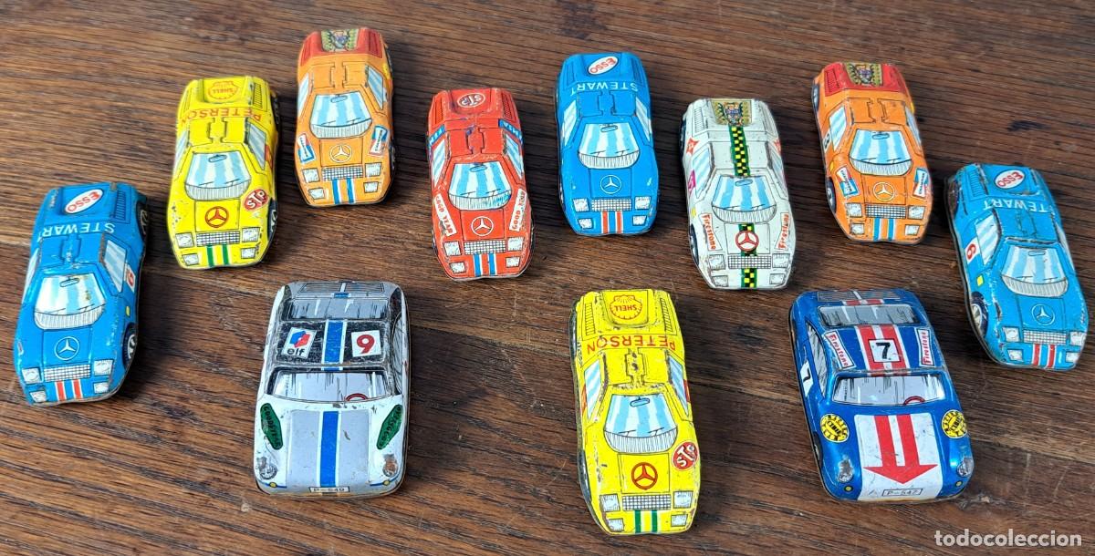 Juguetes antiguos de hojalata: 11 mini coches met&aacute;licos, a&ntilde;os 70 Fabricaci&oacute;n Espa&ntilde;ola