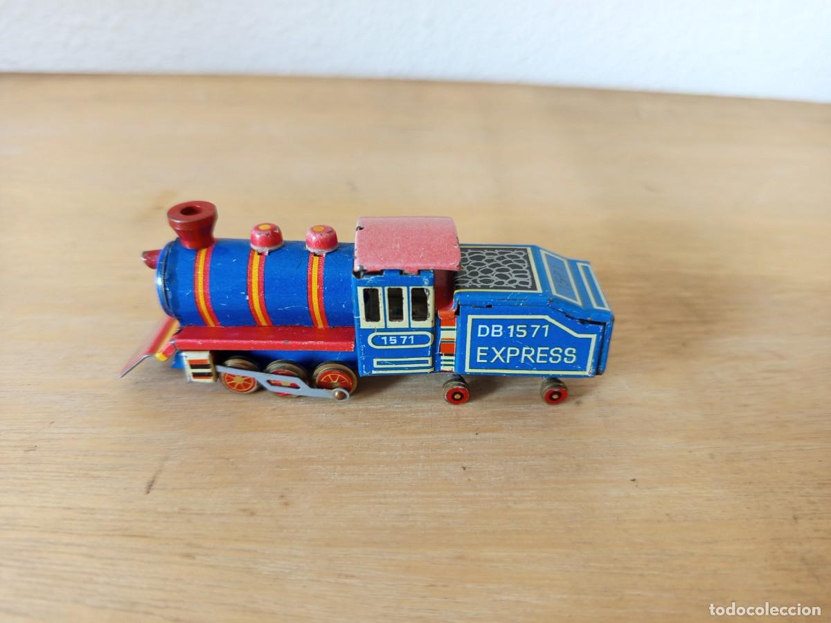 Juguetes antiguos de hojalata: Locomotora DB 1571 de hojalata alemana Vintage.