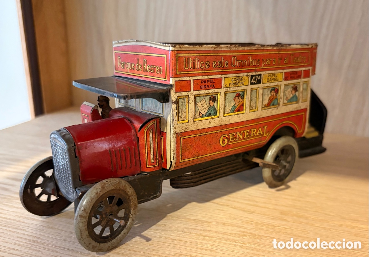 Juguetes antiguos de hojalata: PAYA AUTOBUS LA GENERAL ORIGINAL A&Ntilde;OS 30-40 COMPLETO FUNCIONANDO
