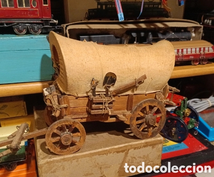 Juguetes antiguos de hojalata: Caravana del oeste artesanal antigua