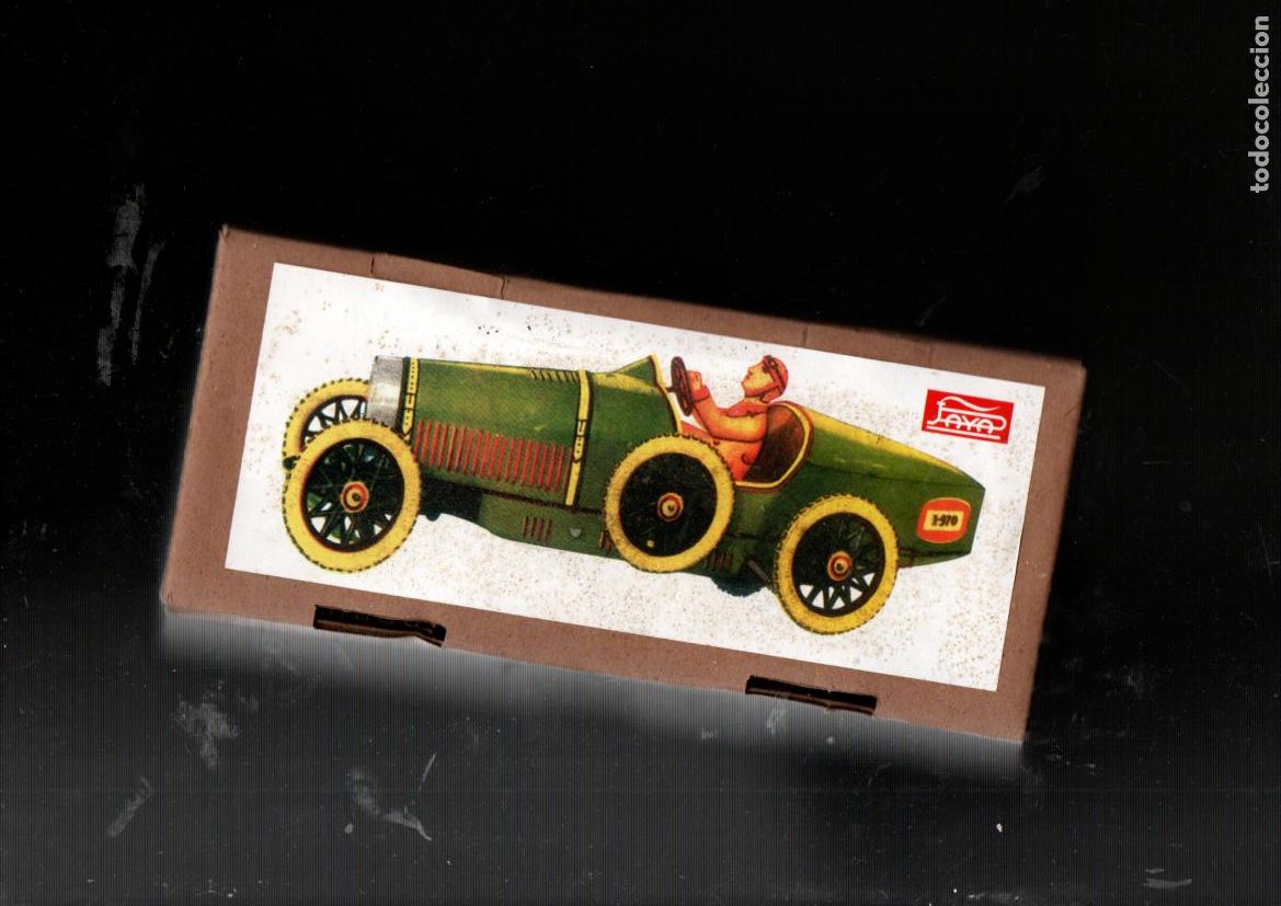 Juguetes antiguos de hojalata: COCHE DE CARRERAS. BUGATTI. HOJALATA. LLAVE PARA DAR CUERDA. CON CAJA. REPRODUCCION PAYA 1905.