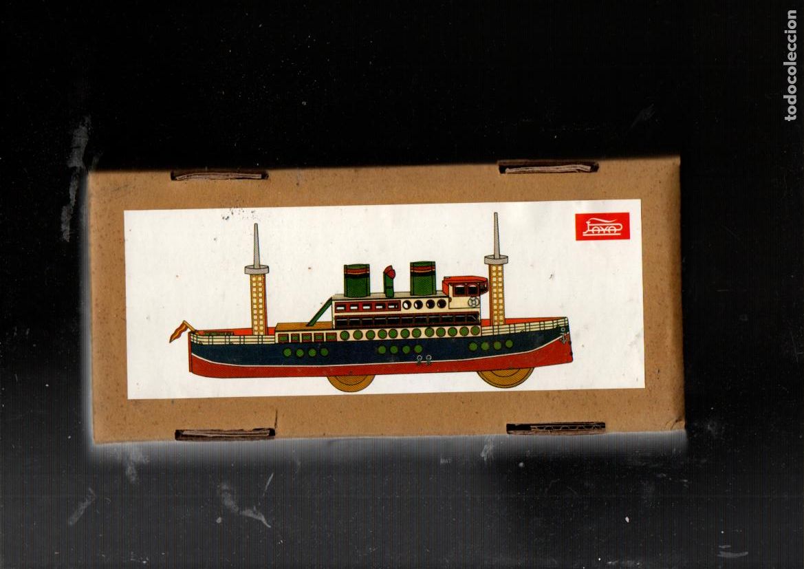 Juguetes antiguos de hojalata: BARCO CON RUEDAS. HOJALATA. LLAVE PARA DAR CUERDA. CON CAJA. REPRODUCCION PAYA 1905.