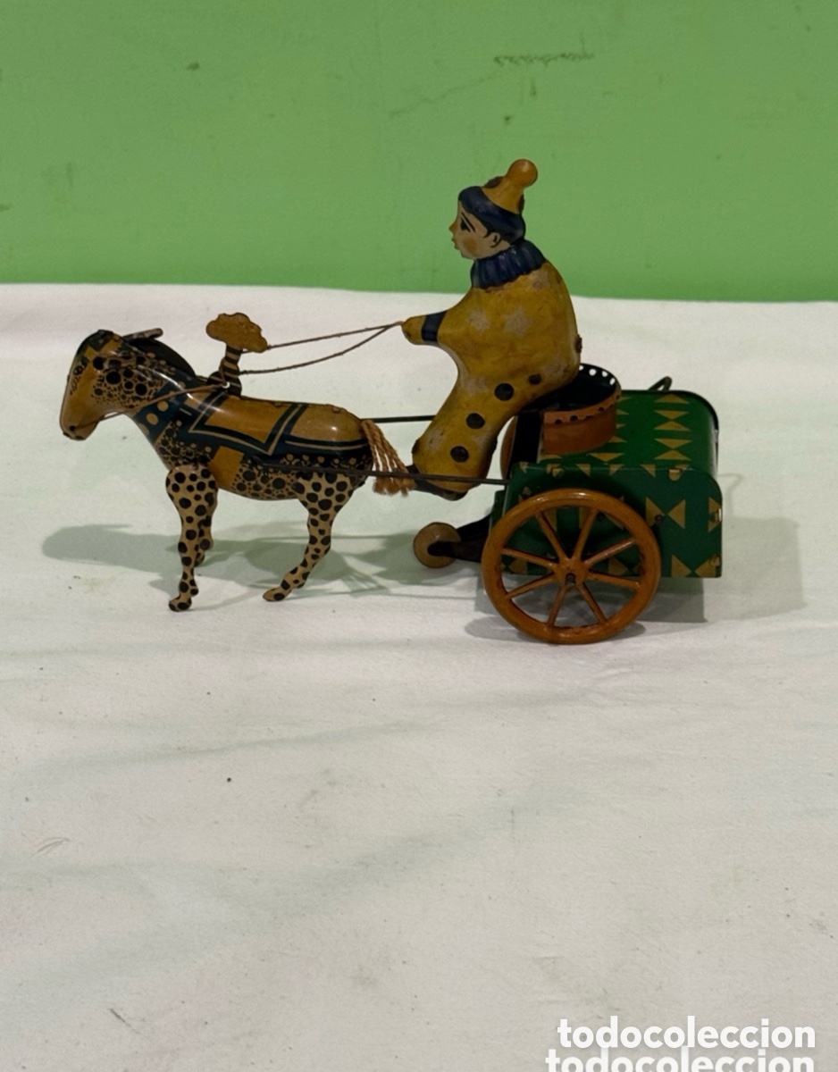Antikes Blechspielzeug: Juguete antiguo Lehmann payaso con carruaje hojalata original Alemania funcionando