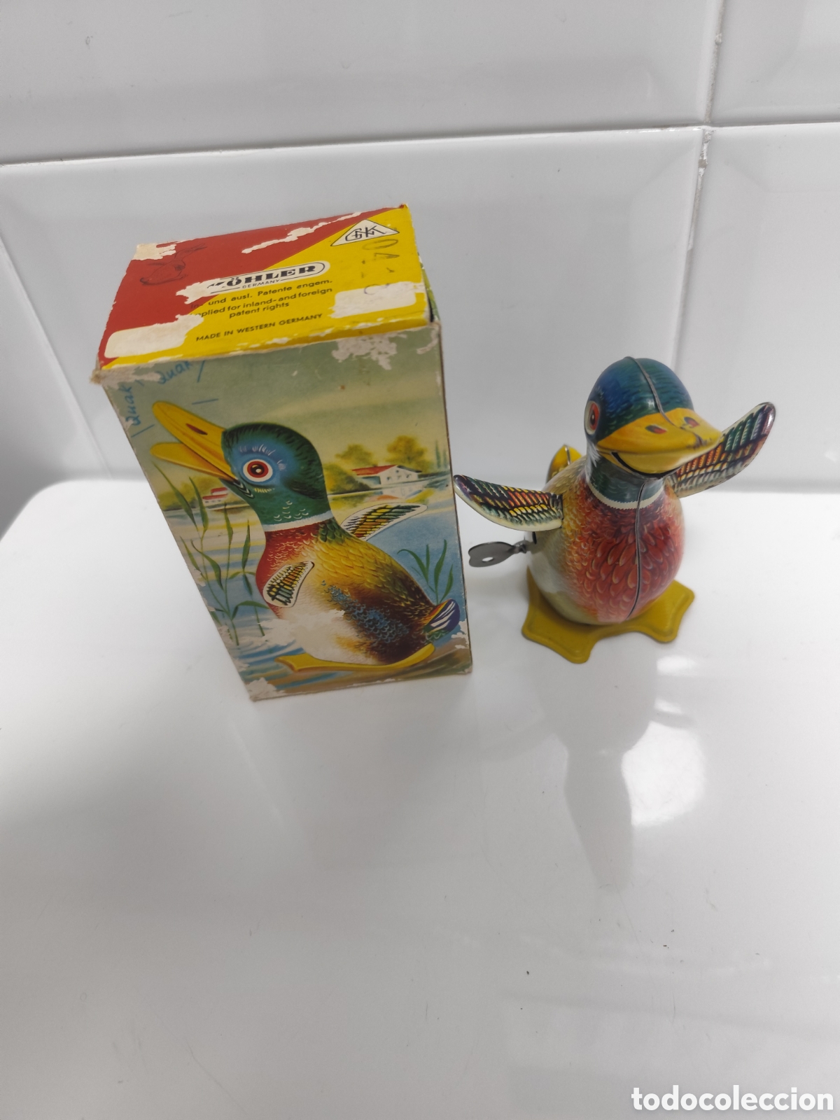 Juguetes antiguos de hojalata: Juguete pato hojalata K&ouml;hler