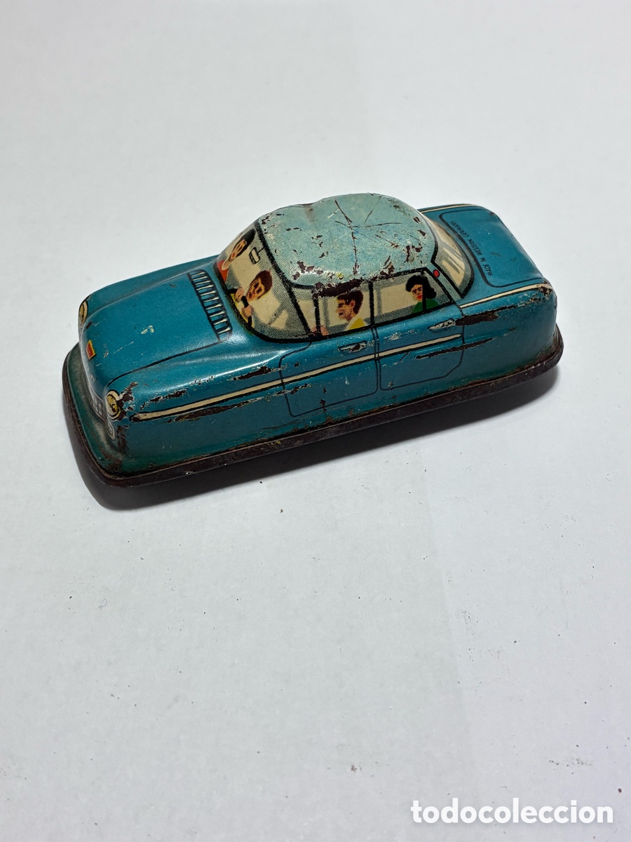 Juguetes antiguos de hojalata: Antiguo coche de hojalata Technofix azul
