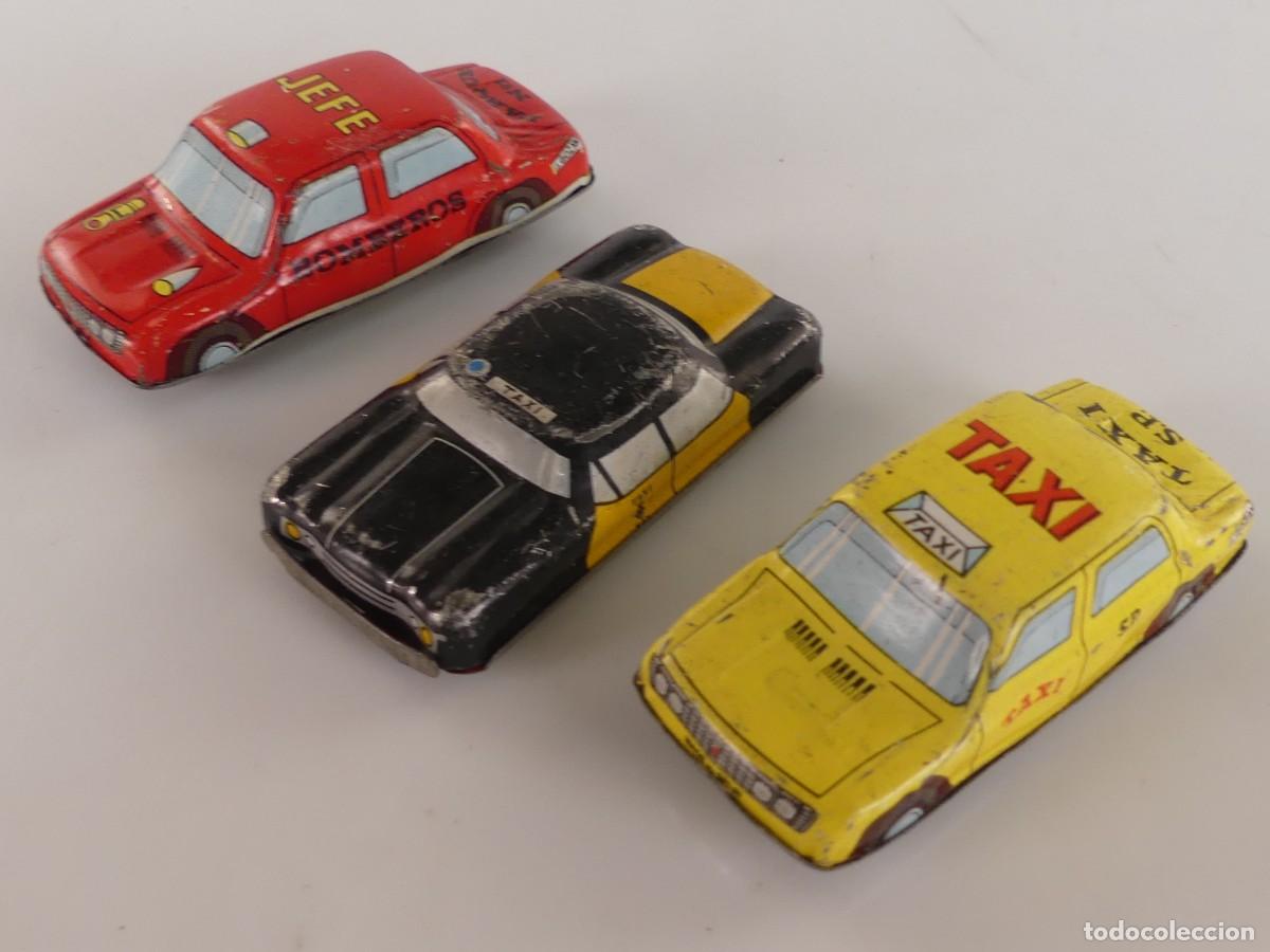 Juguetes antiguos de hojalata: LOTE DE 3 COCHES DE HOJALATA