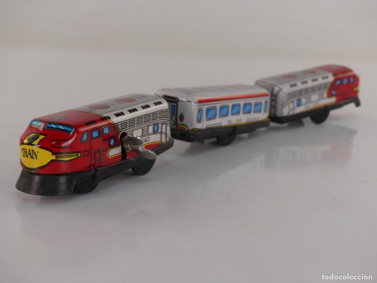 Juguetes antiguos de hojalata: JUGUETE TREN DE HOJALATA A CUERDA