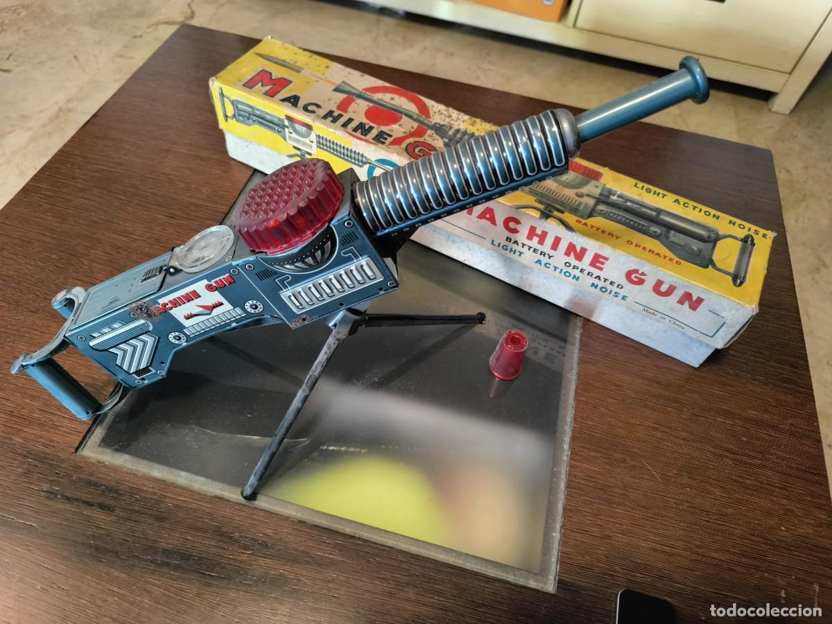 Juguetes antiguos de hojalata: Metralleta Machine Gun Hojalata &iexcl;CON CAJA ORIGINAL!
