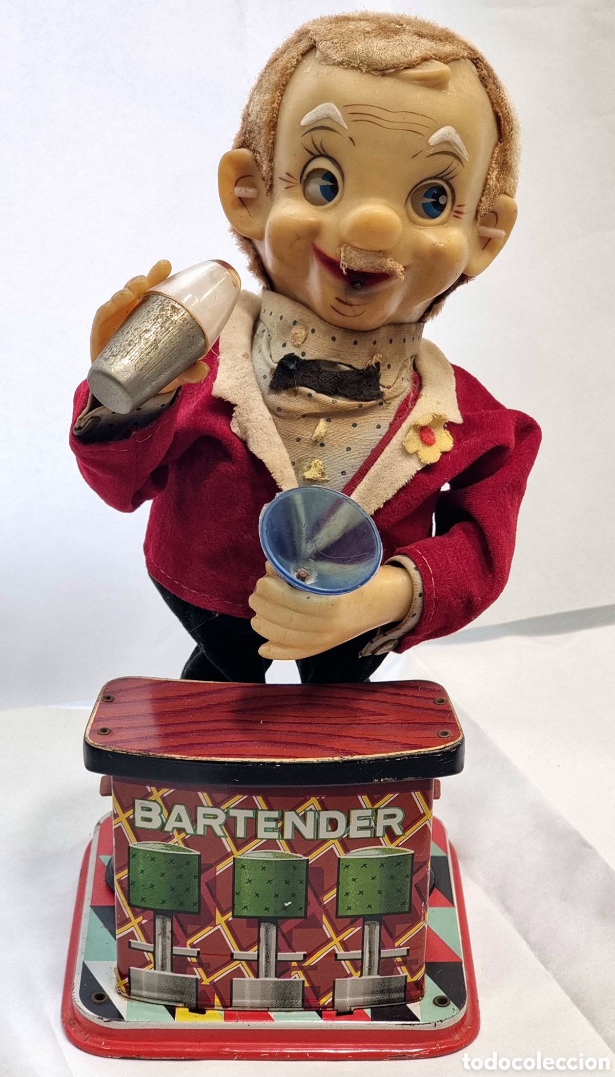 Juguetes antiguos de hojalata: Charley Weaver Bartender Nomura Toys Jap&oacute;n 1950-60