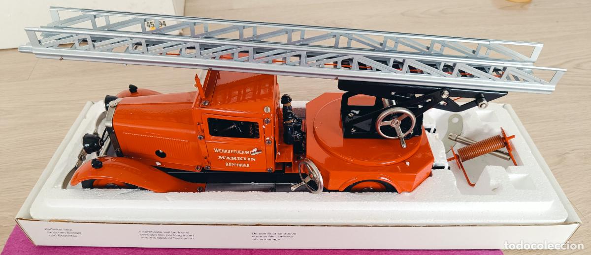 Antikes Blechspielzeug: JUGUETE COCHE METAL HOJALATA CAMION BOMBEROS WERKSFEUERWEHR 1991 M&Auml;RKLIN A CUERDA CON CAJA