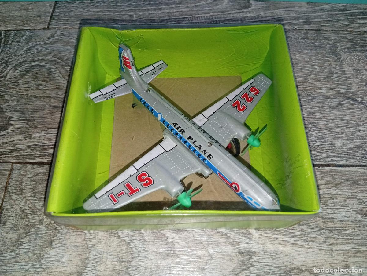 Juguetes antiguos de hojalata: Avi&oacute;n Hojalata Fricci&oacute;n Air Plane 622 ST-1&rdquo; MF107 A&ntilde;os 70 China Tin Toys