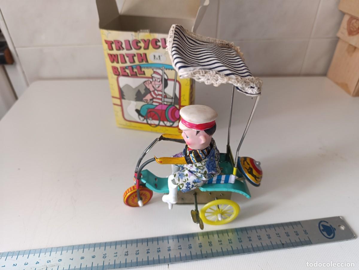 Juguetes antiguos de hojalata: TRICICLO CON TIMBRE - - CHAPA - HOJALATA - EN CAJA - TIN TOY -