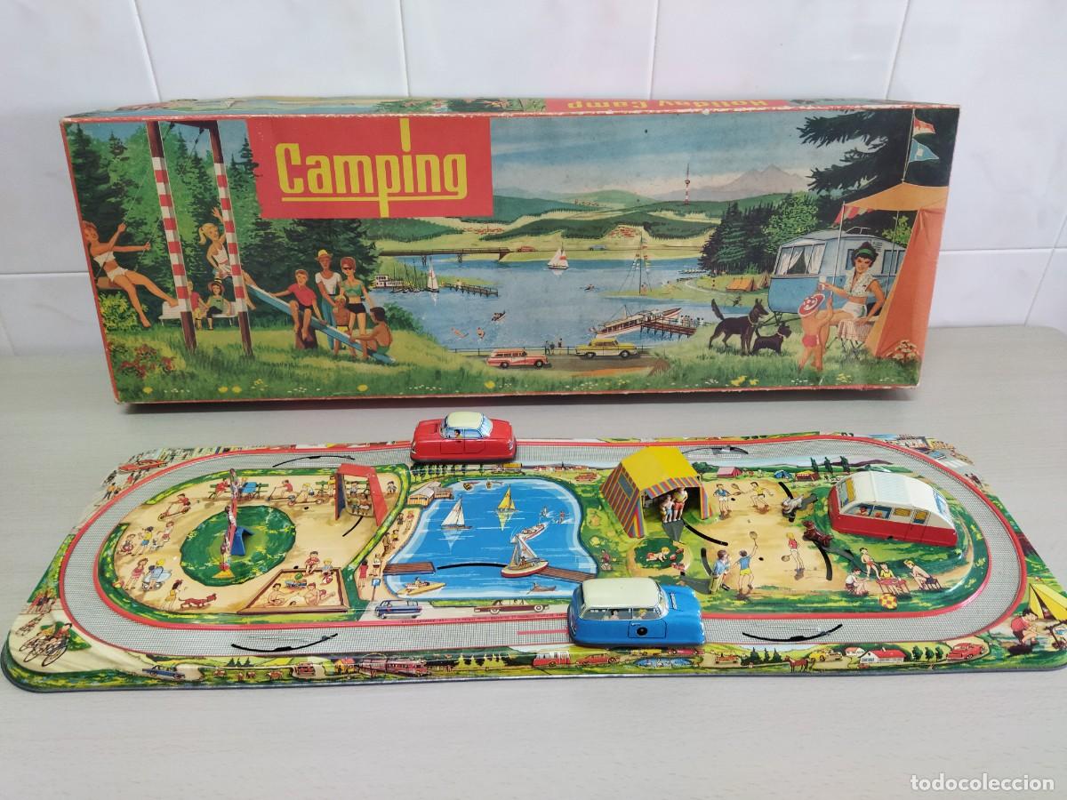 Juguetes antiguos de hojalata: Technofix 304 &rdquo; Holiday Camping&rdquo; Original Box &ndash; TOP!