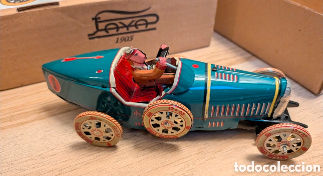 Juguetes antiguos de hojalata: Coche de Carreras Pay&aacute; 1905 - Hojalata con Llave y Caja