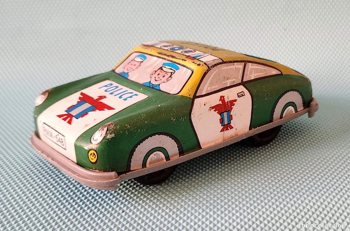 Juguetes antiguos de hojalata: Hojalata Coche Polic&iacute;a PAYVA Espa&ntilde;a 70s Chapa Litografiada Fricci&oacute;n
