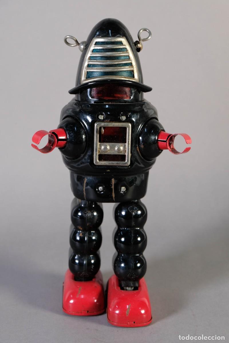 Juguetes antiguos de hojalata: ROBOT PLANET ROBOT EN HOAJALATA NEGRO - MECANISMO A CUERDA - FUNCIONA