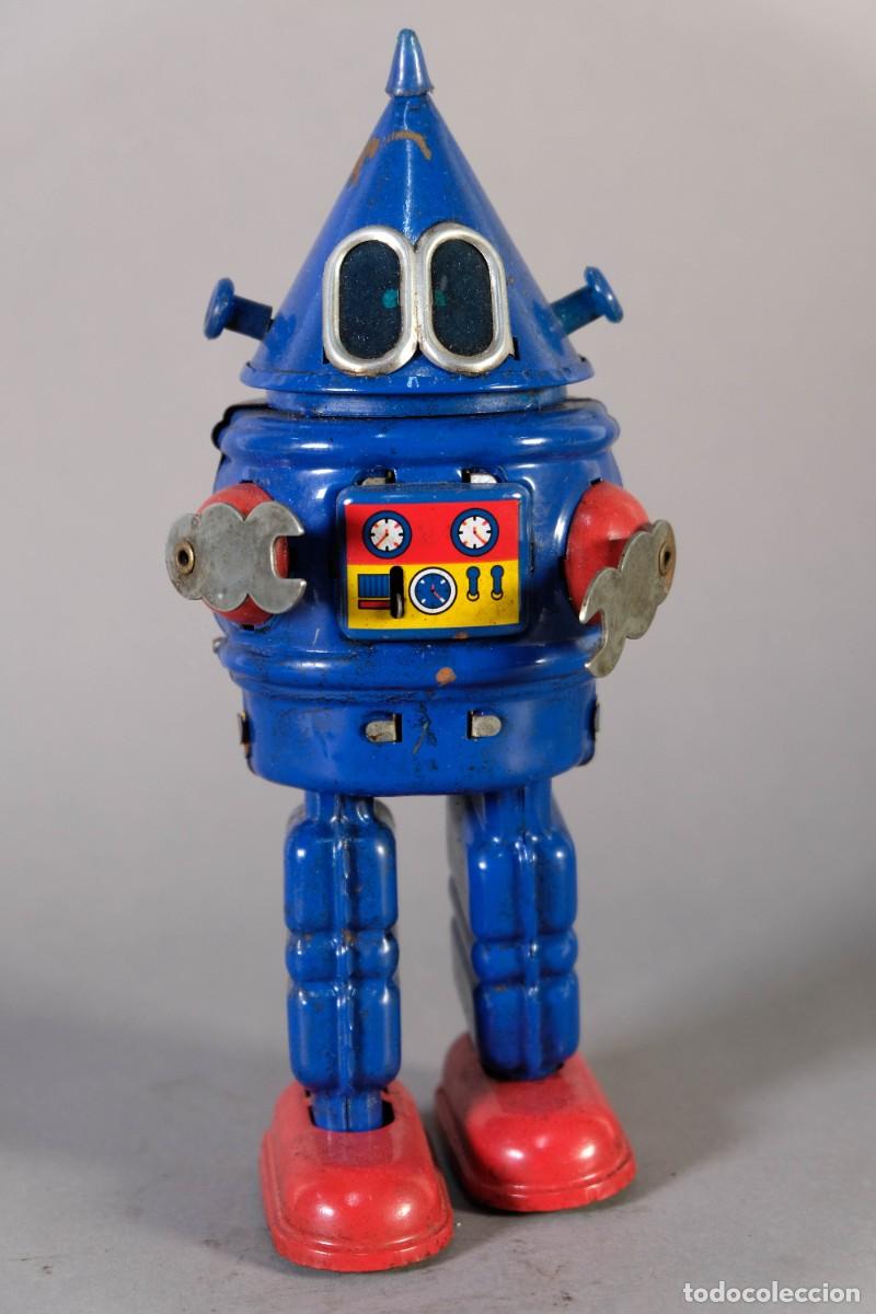 Juguetes antiguos de hojalata: ROBOT EN HOJALATA YONEZAWA JAP&Oacute;N A&Ntilde;OS 60 - MECANISMO A CUERDA - FUNCIONA