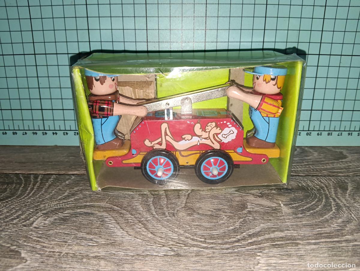 Juguetes antiguos de hojalata: Reproduccion juguete de hojalata Tin toys Coche Vagoneta dresina de ferrocarril a cuerda