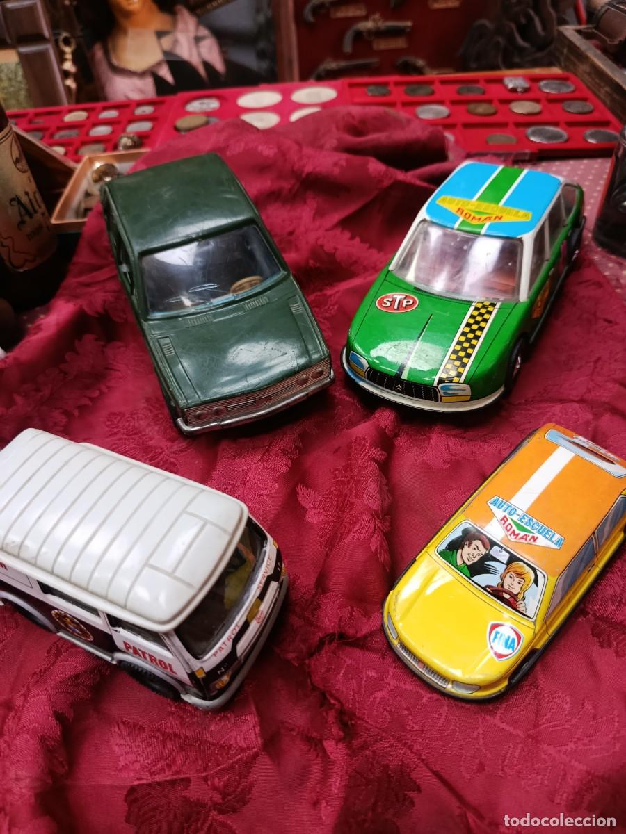 Juguetes antiguos de hojalata: Lote de coches espa&ntilde;oles antiguos, Rom&aacute;n,Payva y Karpan