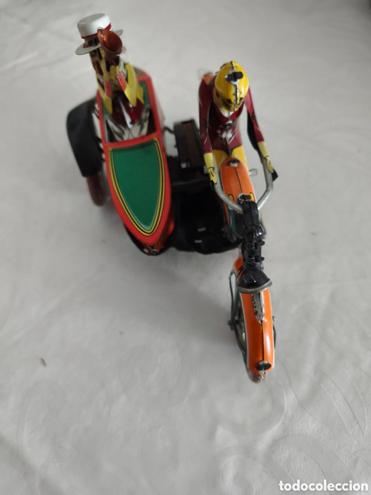 Juguetes antiguos de hojalata: Lote Juguetes de Hojalata Colecci&oacute;n Pay&aacute; - Moto Sidecar + Barco Acorazado