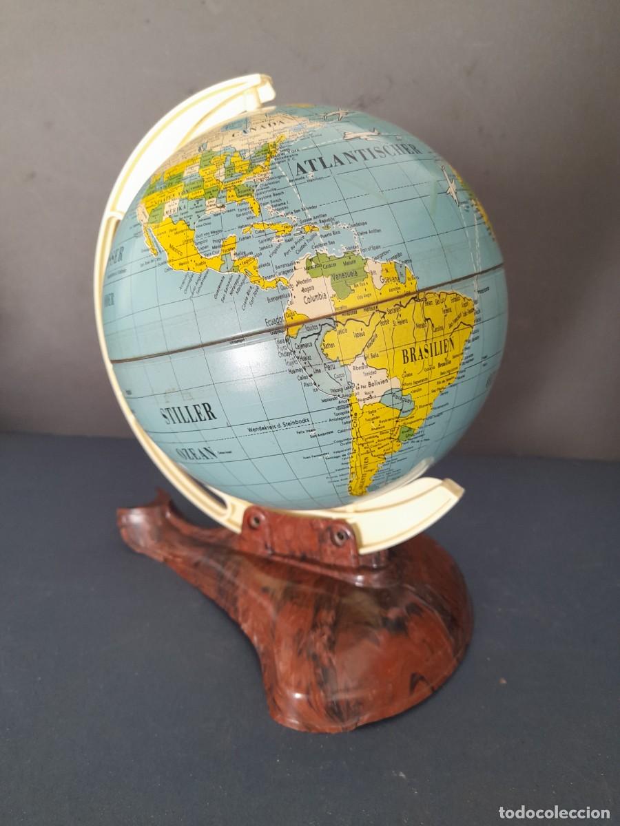 Juguetes antiguos de hojalata: globo terraqueo de hojalata y plastico, MS Michael Seidel, alemania occidental a&ntilde;os 50/60, 22cm apro