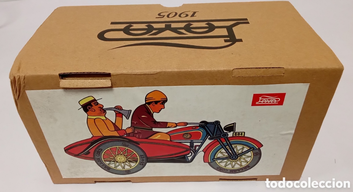 Juguetes antiguos de hojalata: Sidecar Hojalata De Cuerda Paya 1905 Reedici&oacute;n