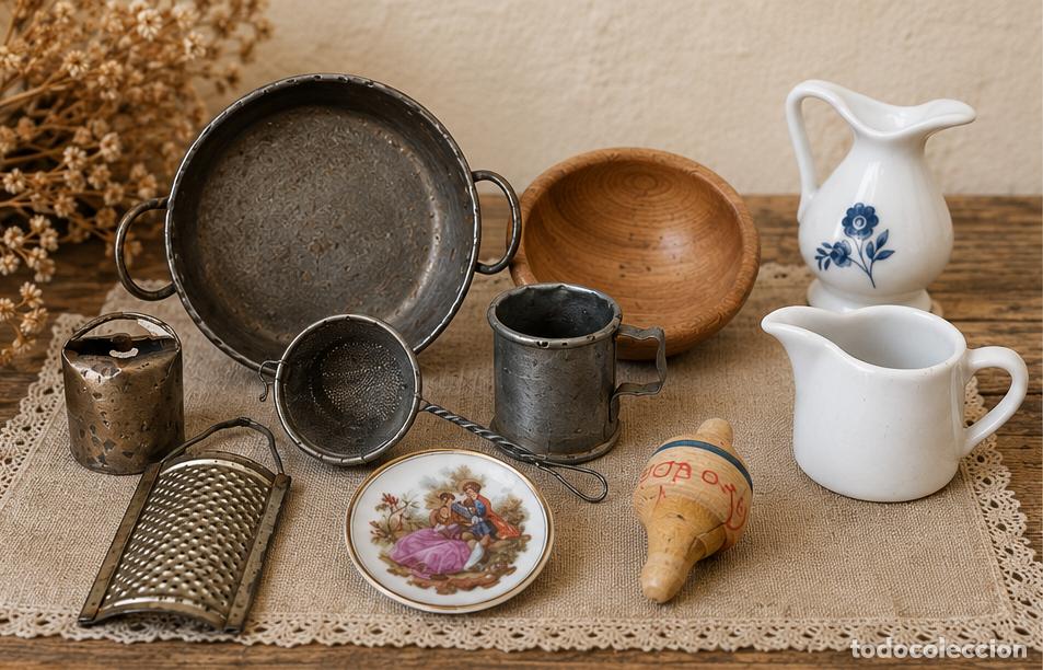 Juguetes antiguos de hojalata: Conjunto JUGUETES Utensilios Cocina Infantil Antiguo