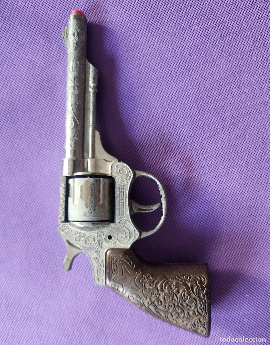 Juguetes antiguos de hojalata: JUGUETE Revolver GONHER metalico - hecho en Espa&ntilde;a (Alicante) VINTAGE Lejano Oeste VAQUEROS