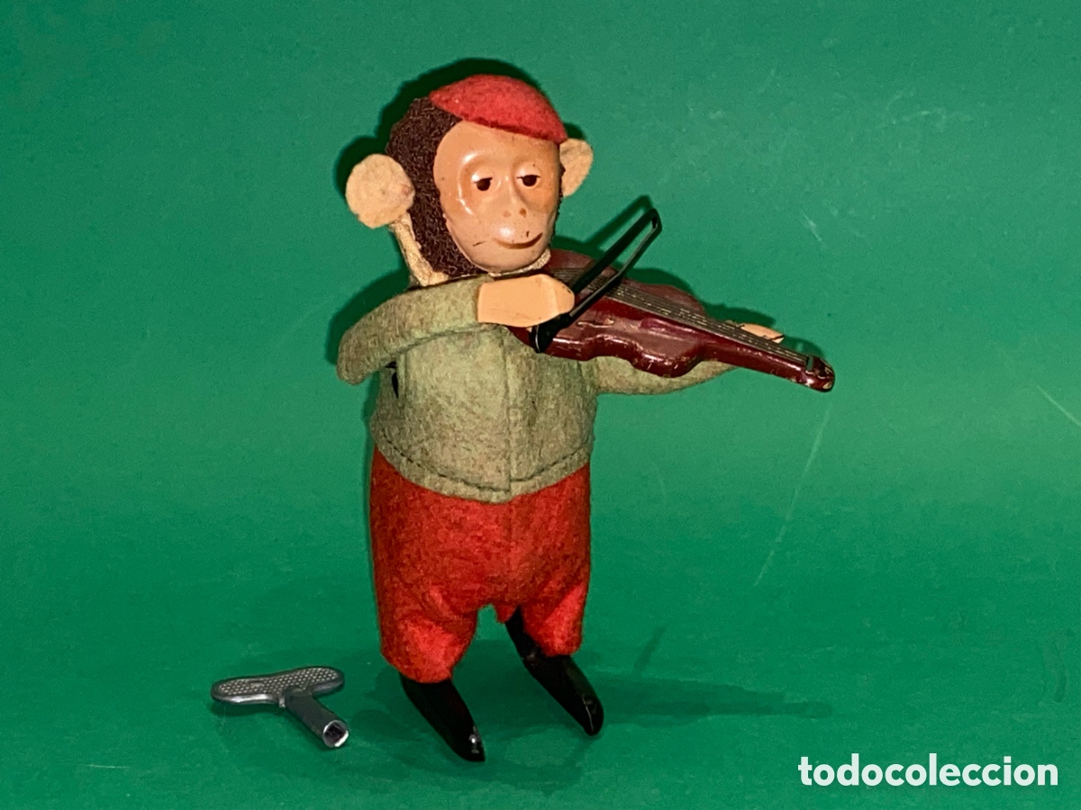 Juguetes antiguos de hojalata: SCHUCO - MONO VIOLINISTA, a&ntilde;os 40 (Made in Germany)