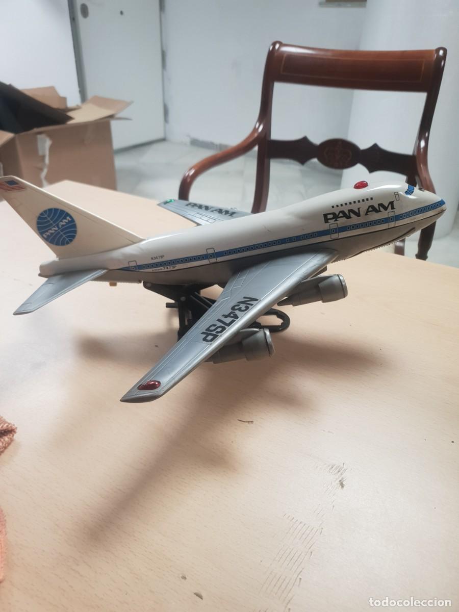 Brinquedos antigos de folha-de-Flandres: Avion hojalata de la pan am 'junior toy' hecho en japon