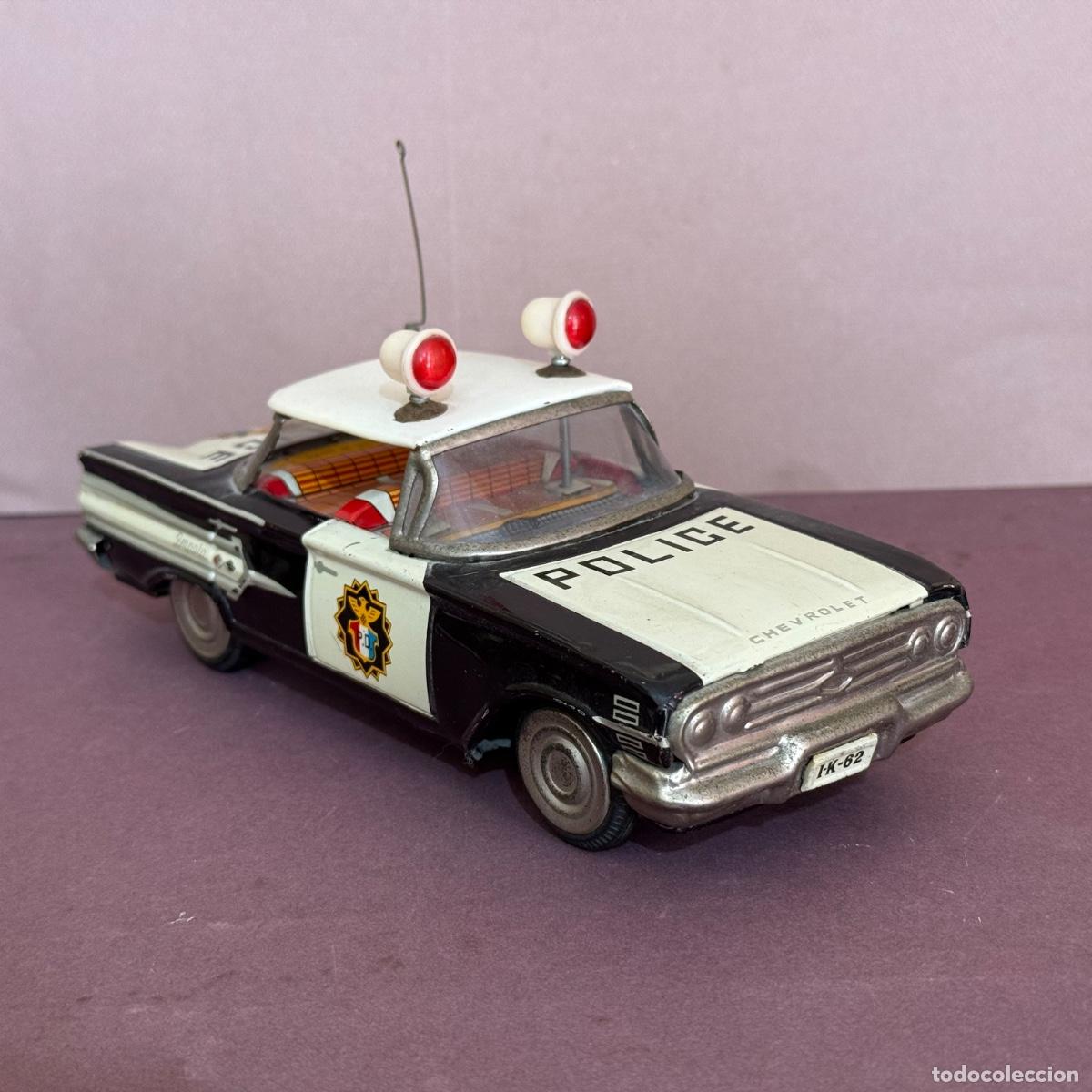 Jouets anciens en fer-blanc: Ichiko Chevrolet Impala Policia - Jap&oacute;n - A&ntilde;os 60 - Fricci&oacute;n