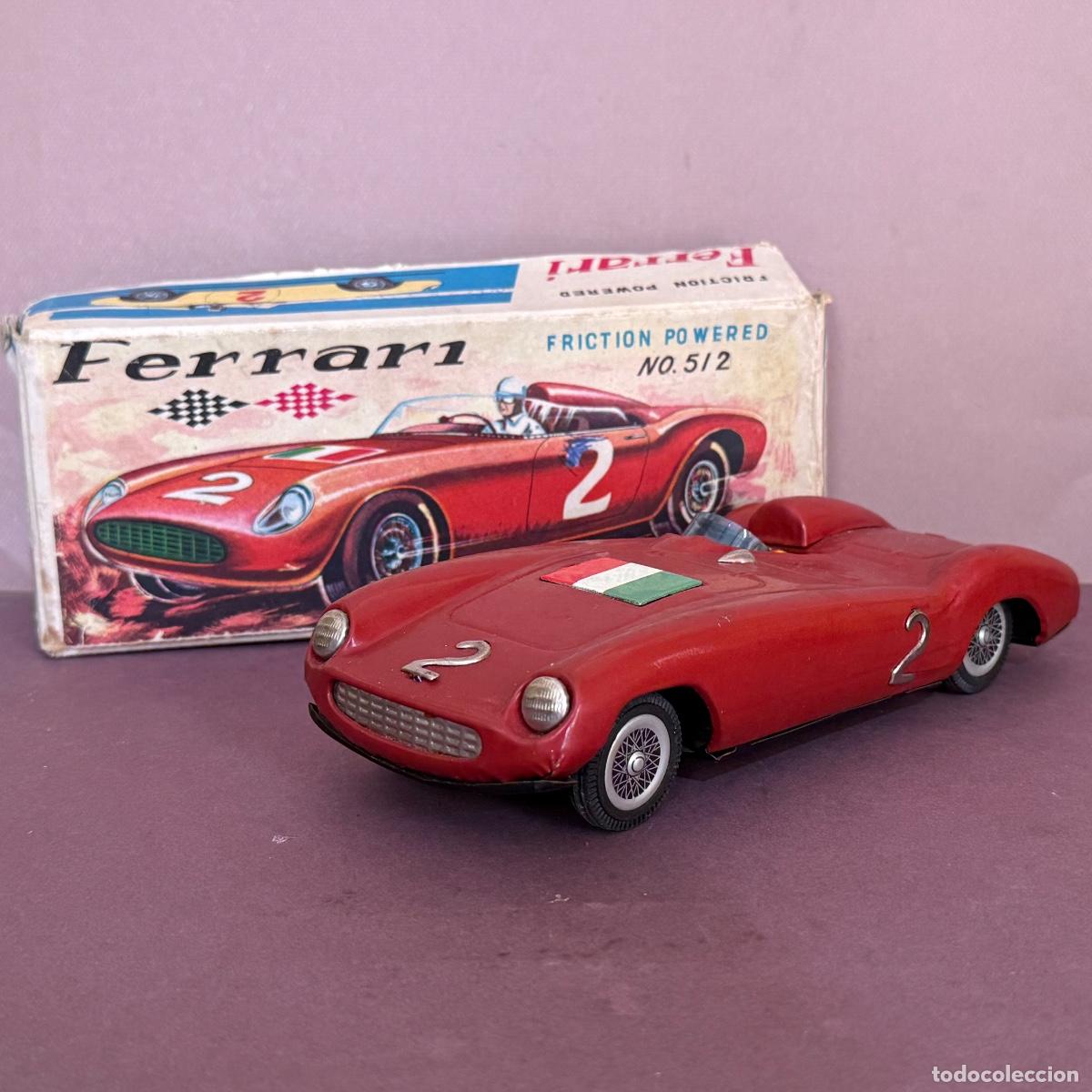 Jouets anciens en fer-blanc: Kyoei - Ferrari carreras A&ntilde;os 50 - Fricci&oacute;n