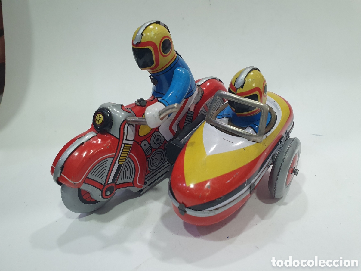 Antikes Blechspielzeug: Moto con sidecar de lata. (L132)