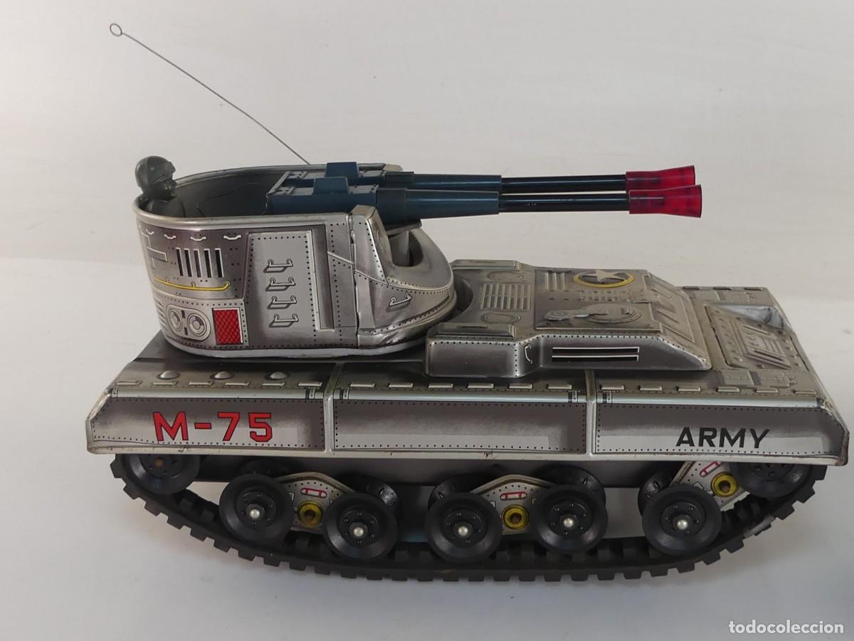 Juguetes antiguos de hojalata: Giant M 75 Tank Army ej&eacute;rcito americano Made in Japan a&ntilde;os 70